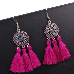 Bohemian Tassel Pink Earrings